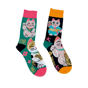 Lucky Cat Mismatched Socks