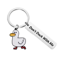 Sleutelhanger met witte eend "Don't Duck with Me" (Niet met me in de clinch)