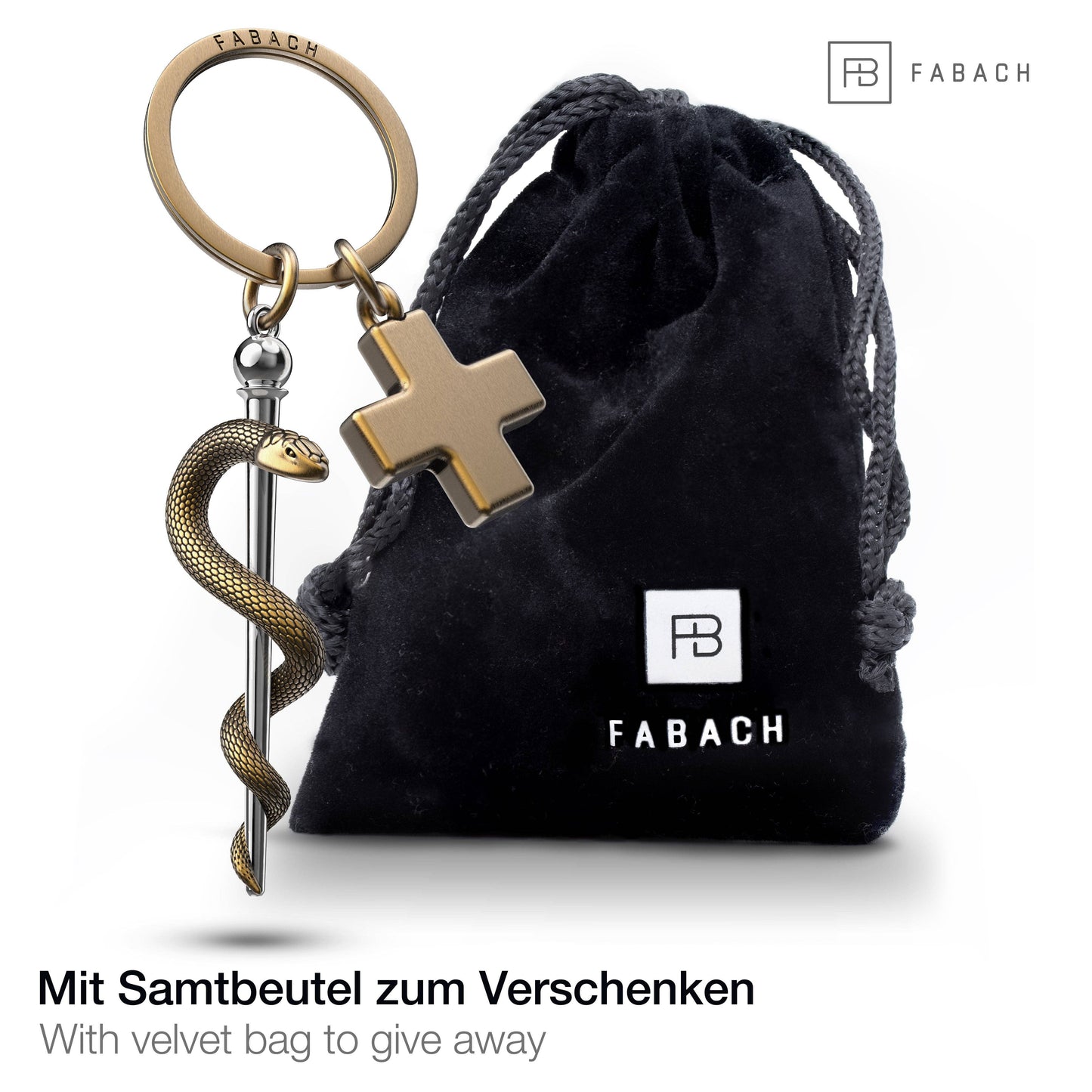 Rod of Aesculapius Keychain with Medical Cross