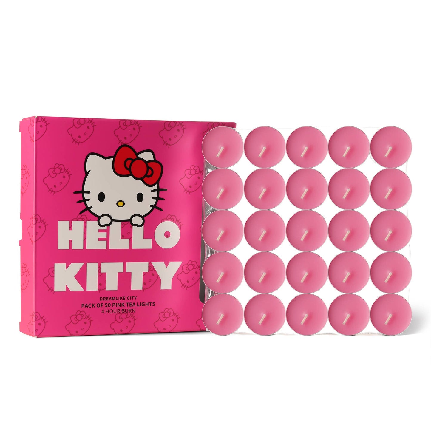 Roze Hello Kitty theelichtjes, verpakking van 50 stuks, geur Dream City
