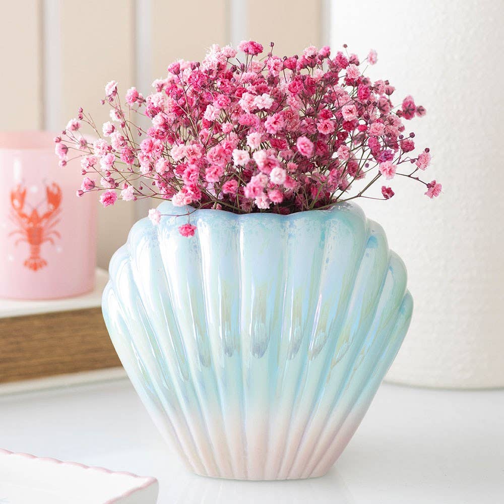 Iridescent Clam Shell Flower Vase