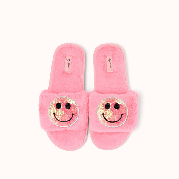 Pair of Slippers Brooches - Pink Smiley