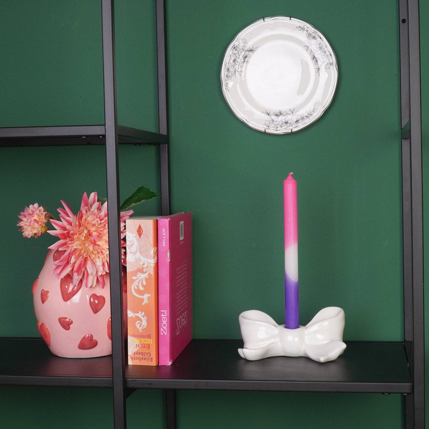 Candlestick - Knot - Ceramic - White - 18x9x7 cm