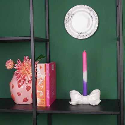 Candlestick - Knot - Ceramic - White - 18x9x7 cm