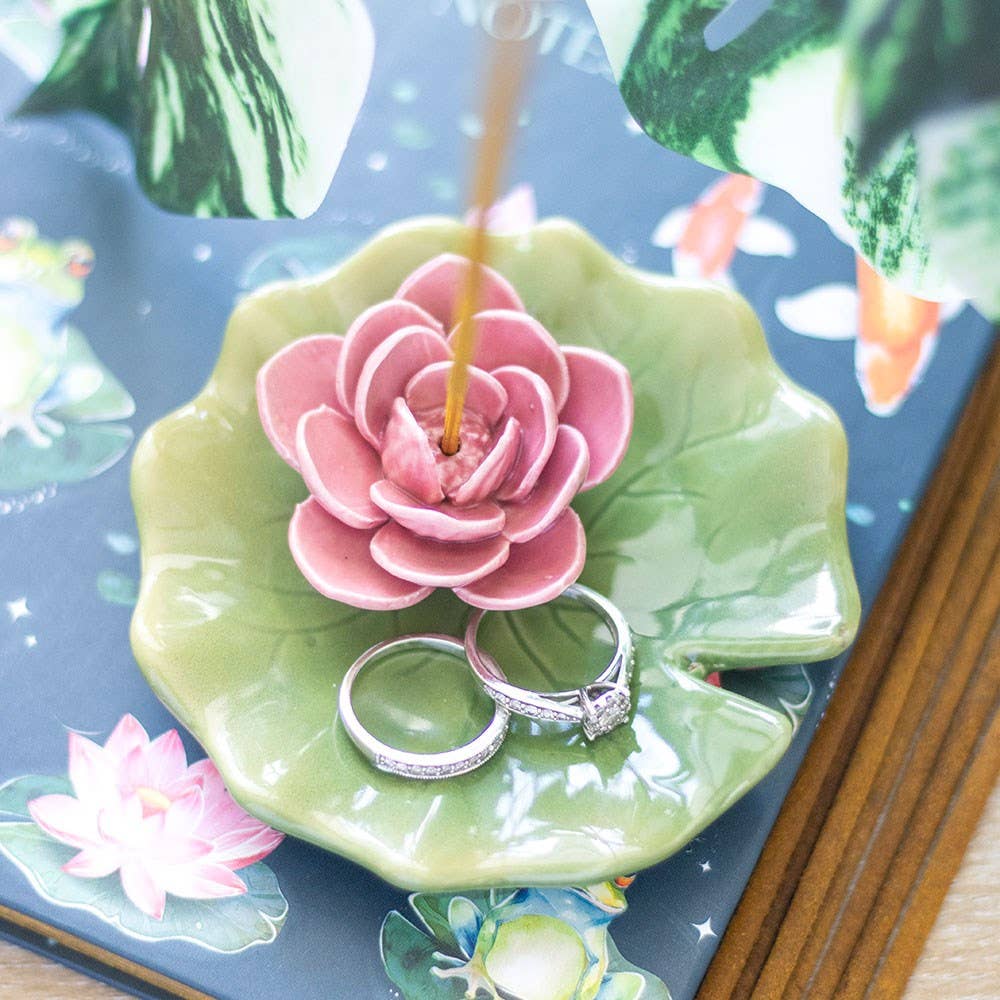 water lily trinket dish and incense holder