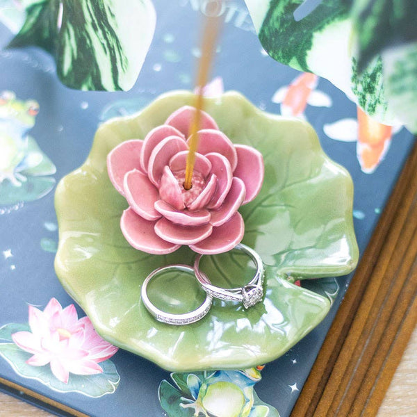water lily trinket dish and incense holder