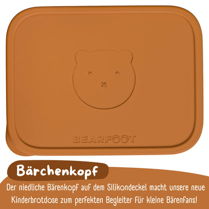 Kids' Stainless Steel Lunch Box with Silicone Insert - Brown