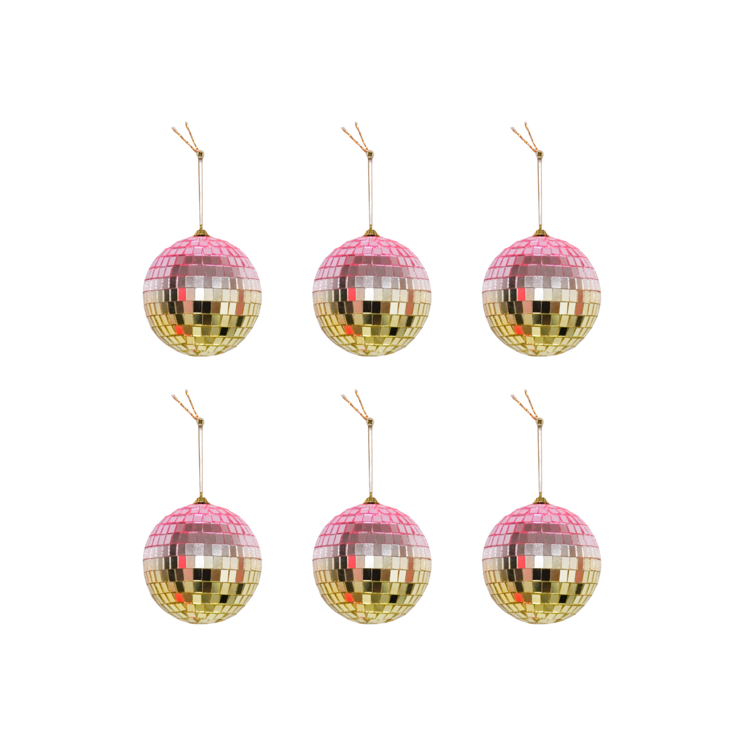 Boule de Noël Disco Rose/or - 6-Pack