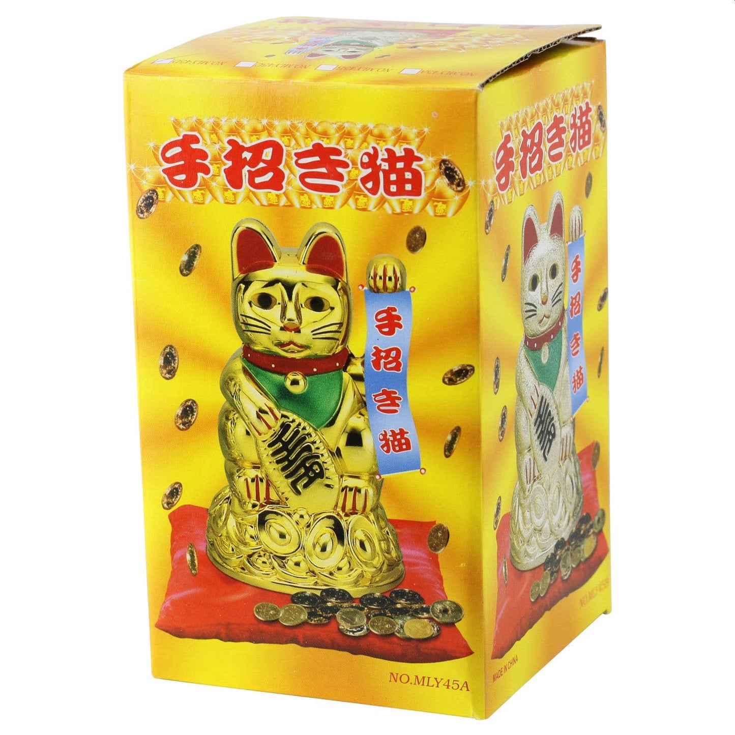 Silver Solar Lucky Cat 11cm
