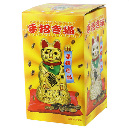 Maneki-neko gelukskat, golvende kat, 11 cm, wit