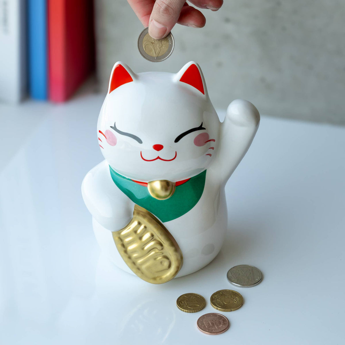 White Lucky Cat Piggy Bank