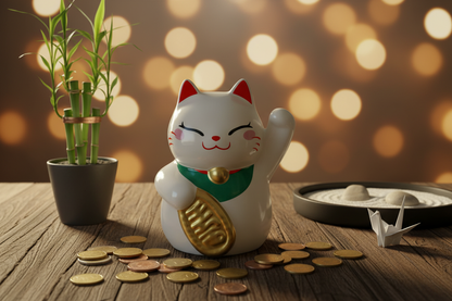 White Lucky Cat Piggy Bank