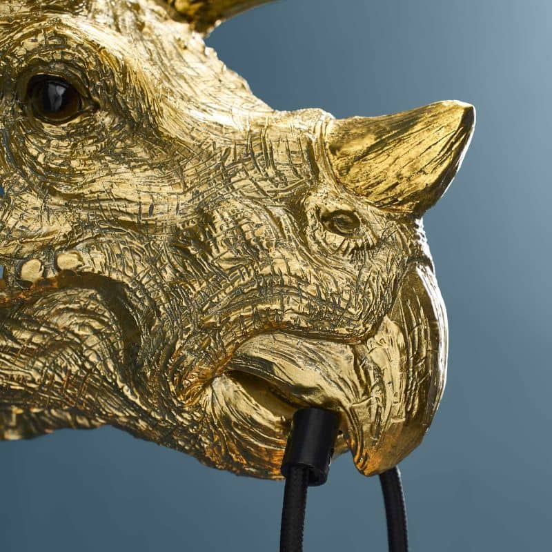 Triceratops Cera Gold wandlamp, hars, 31,5 x 28,5 cm