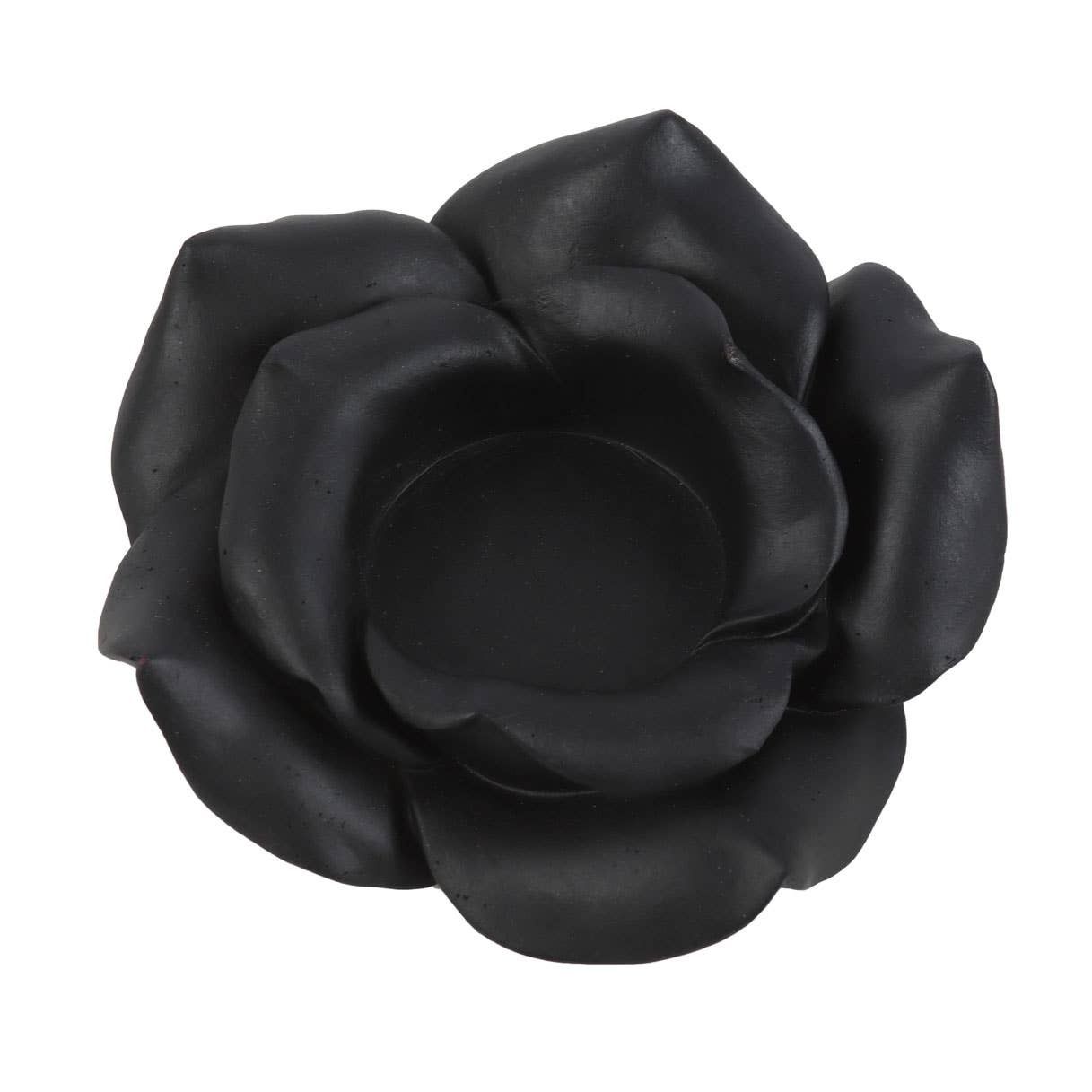 Black rose-shaped resin tealight holder