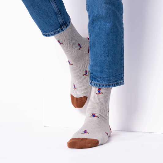 Chaussettes en Coton Peigné à Motifs Piste Rouge