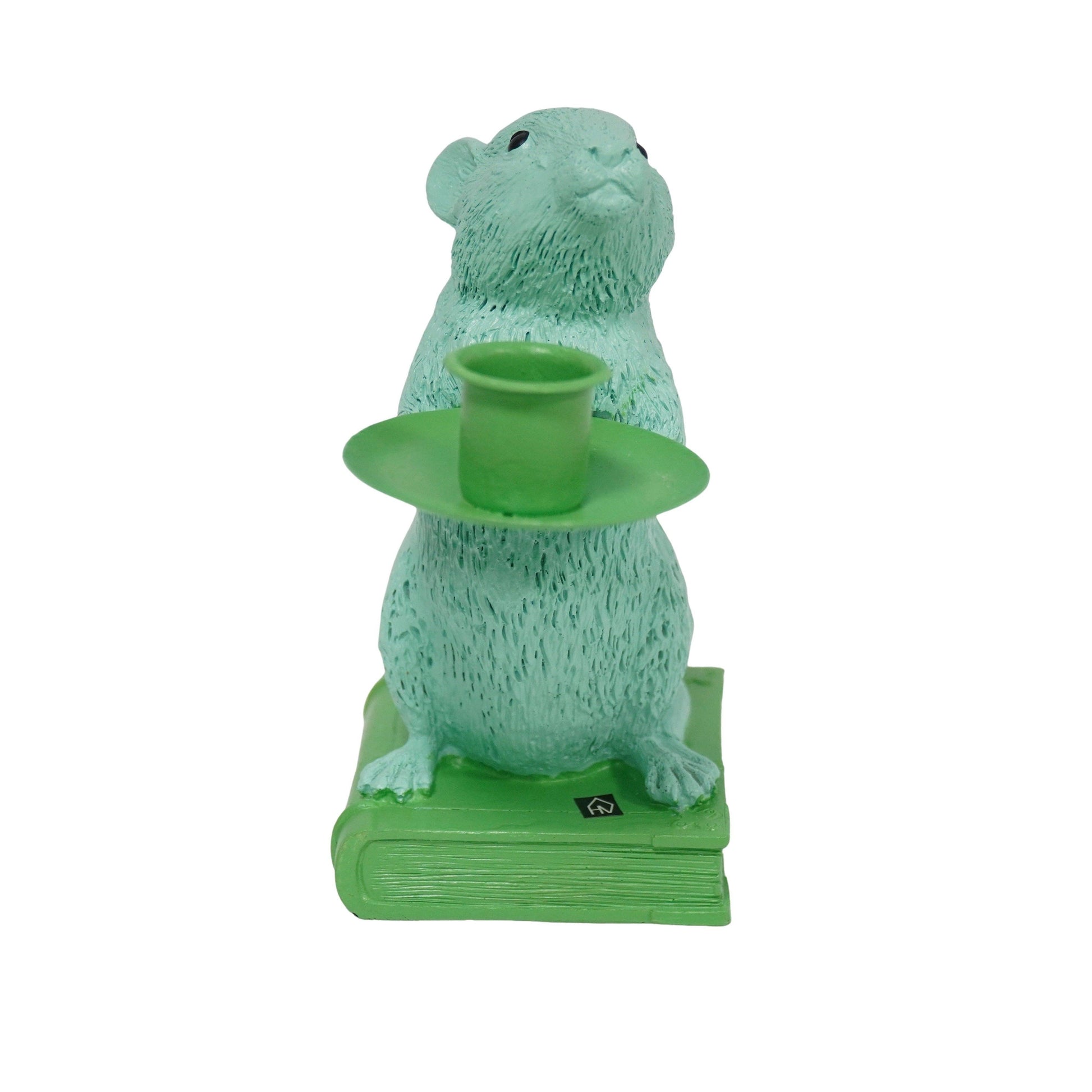 Candle holder - Mouse - Polyresin - Mint/Green - 8x10x17cm