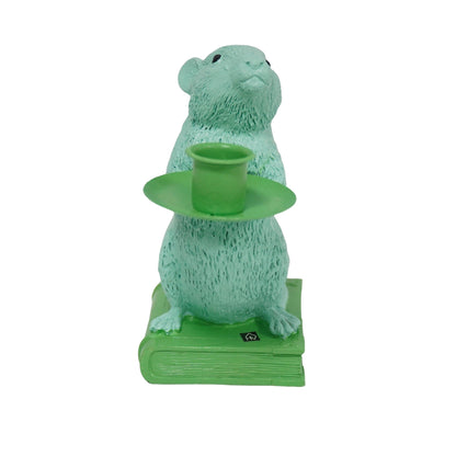 Candle holder - Mouse - Polyresin - Mint/Green - 8x10x17cm