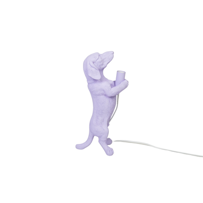 Table Lamp - Dachshund Lamp - Polyresin - Lilac - E14 - 10x15x38cm