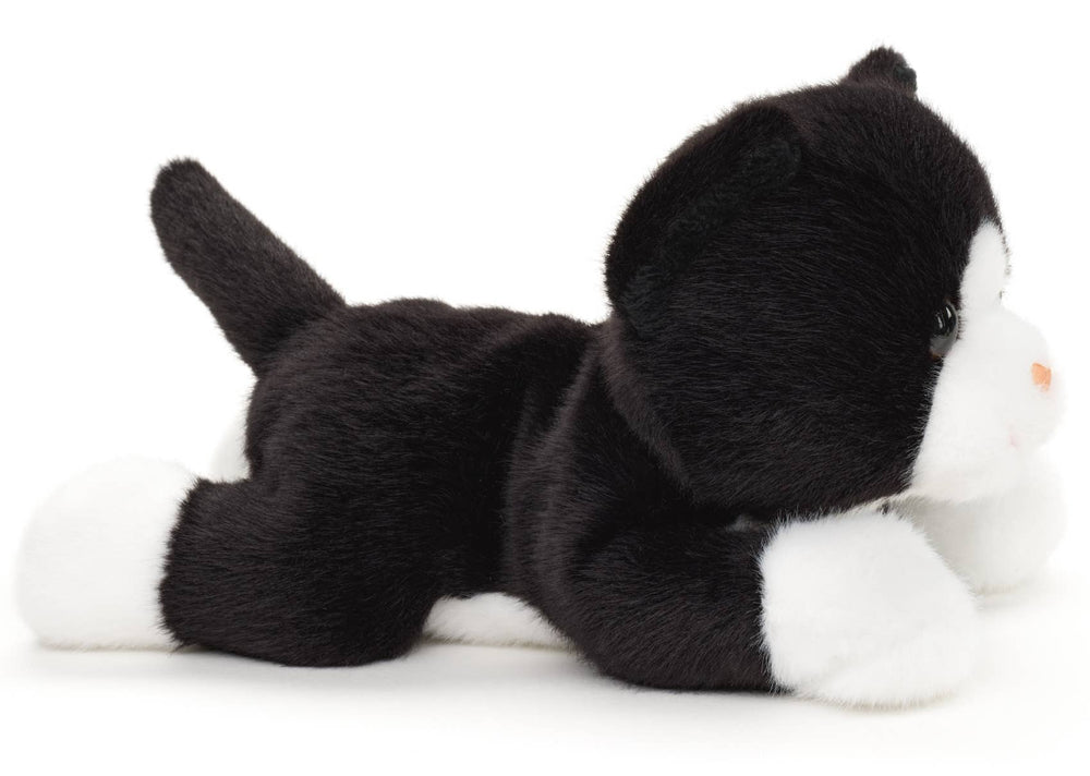 Peluche Chat Noir et Blanc Allongé