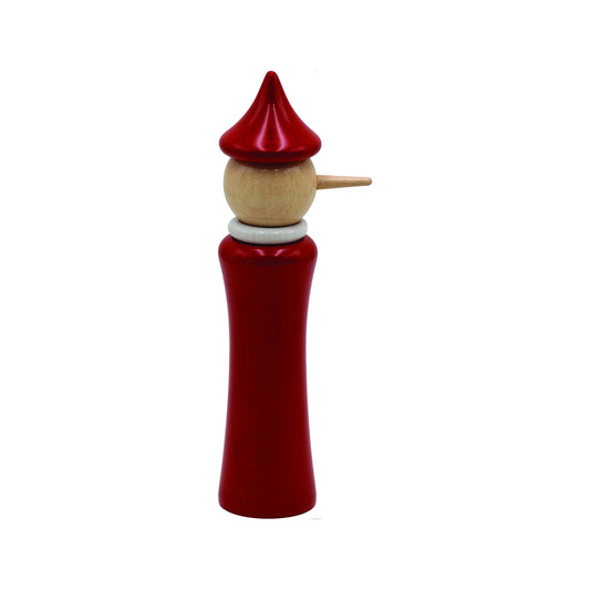 "Pinocchio" spice mill in red/white lacquered beech