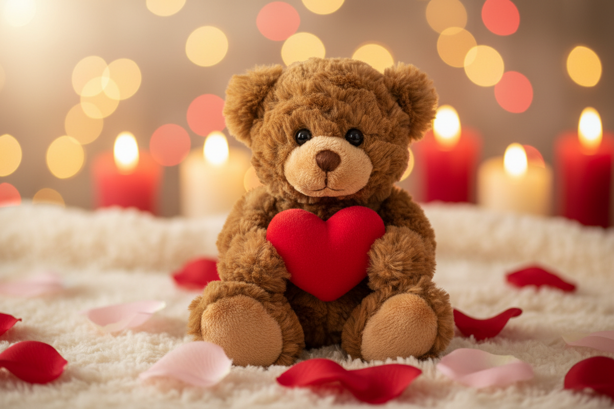 Brown Teddy Bear with Heart – 20 cm