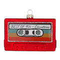 Glazen kerstornament rode audiocassette, 7 cm