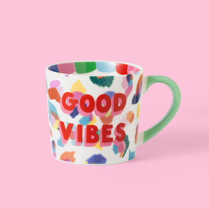 Mok met beschilderde luipaardprint - Goede vibes