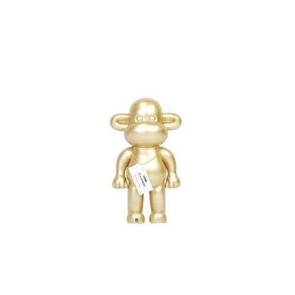Ornament - Monkey Figurine 'The Legend' - Resin - Gold - 20.5x13.5x35cm