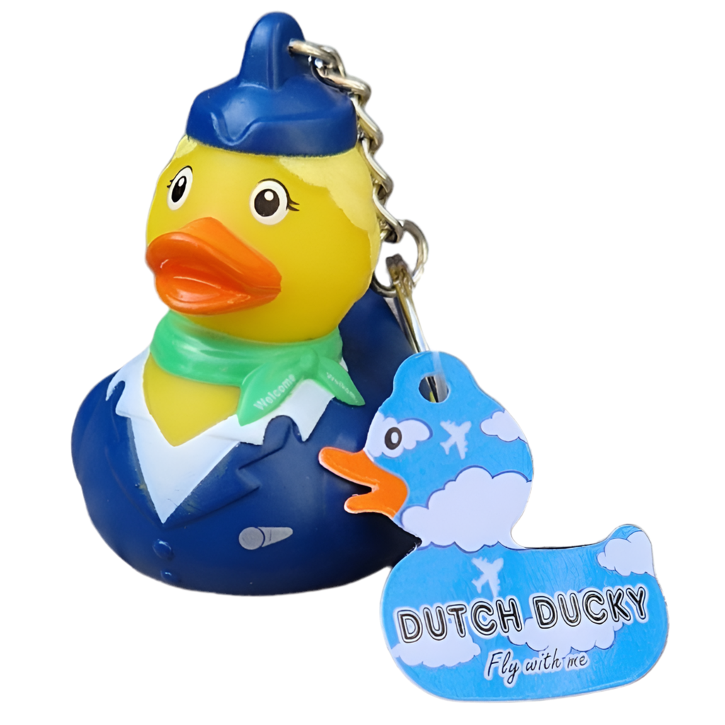 Blonde Flight Attendant Duck Keychain