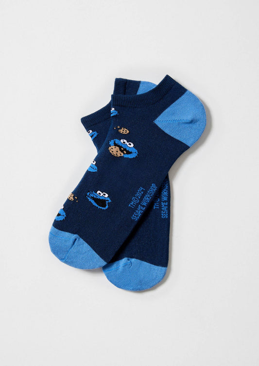 BeSesameStreet Cookie Monster - Chaussettes Cheville en Coton Bio