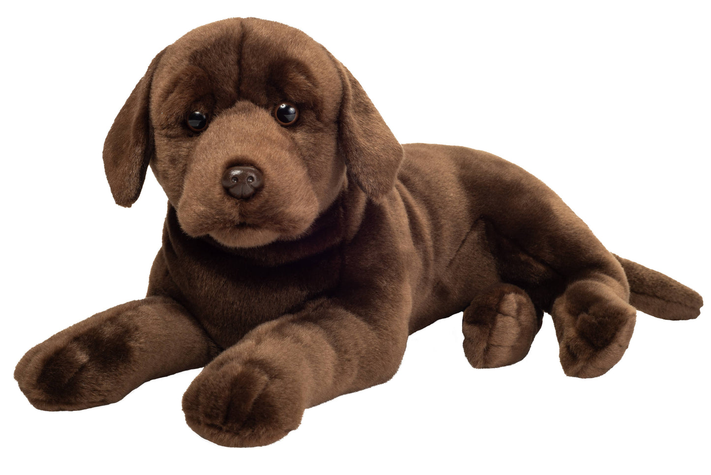 Chocolate brown Labrador plush lying down