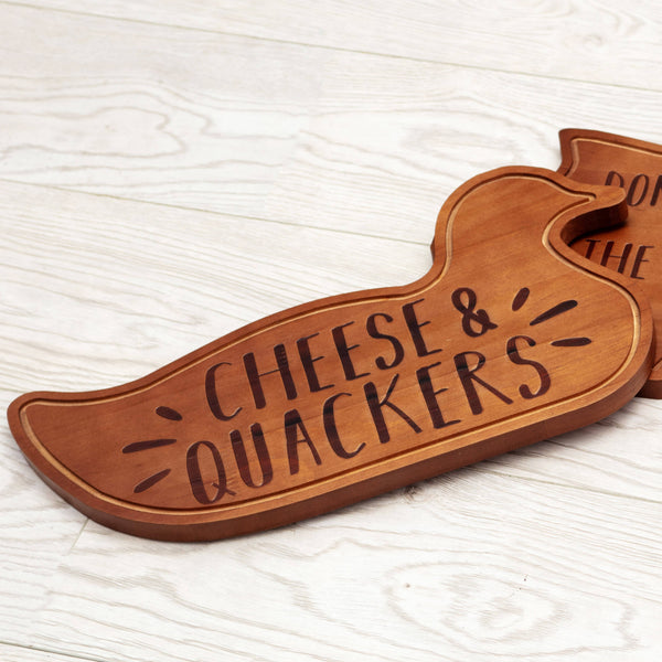 Duck "Cheese & Quackers" Wooden Charcuterie Board