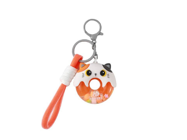 Orange Cat Donut Keychain