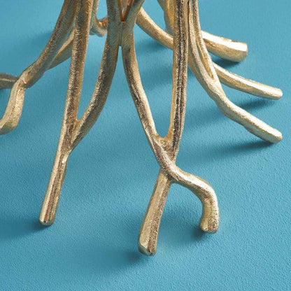 Roots kandelaar, goudkleurig aluminium, 25 x 22 x 63,5 cm