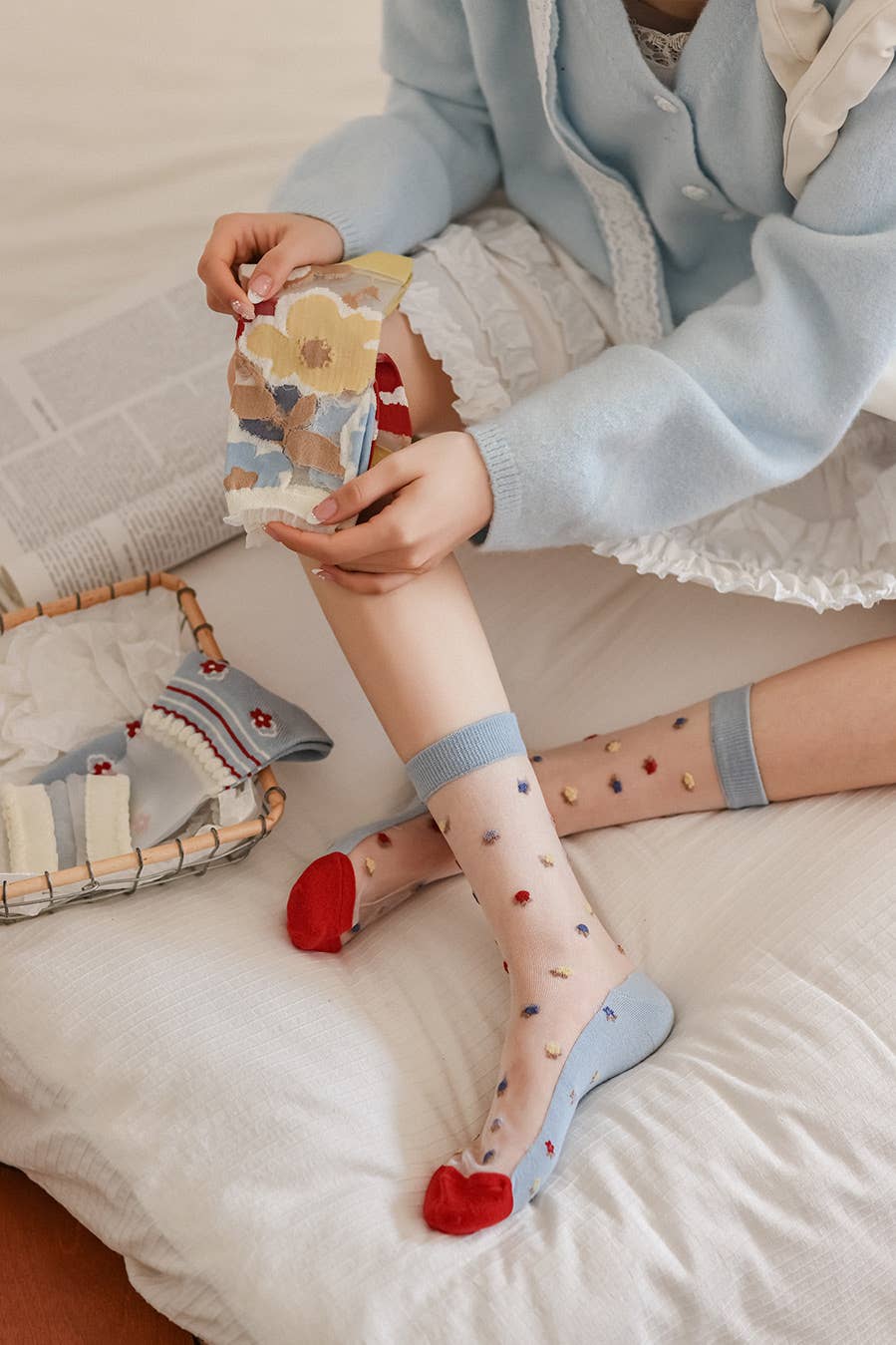 Sheer Floral Socks