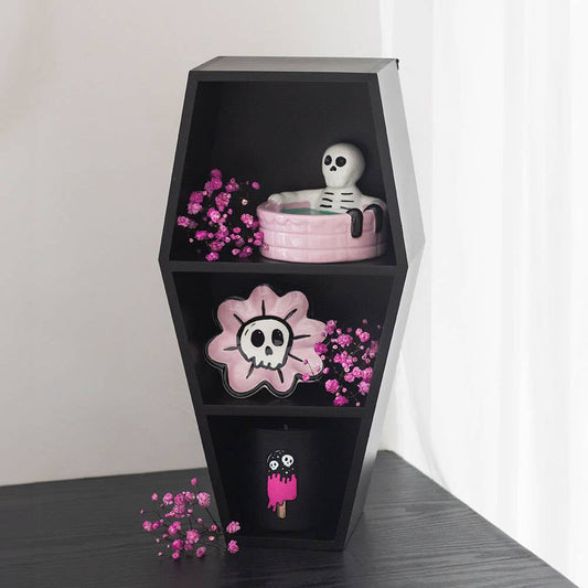 Black coffin shelf