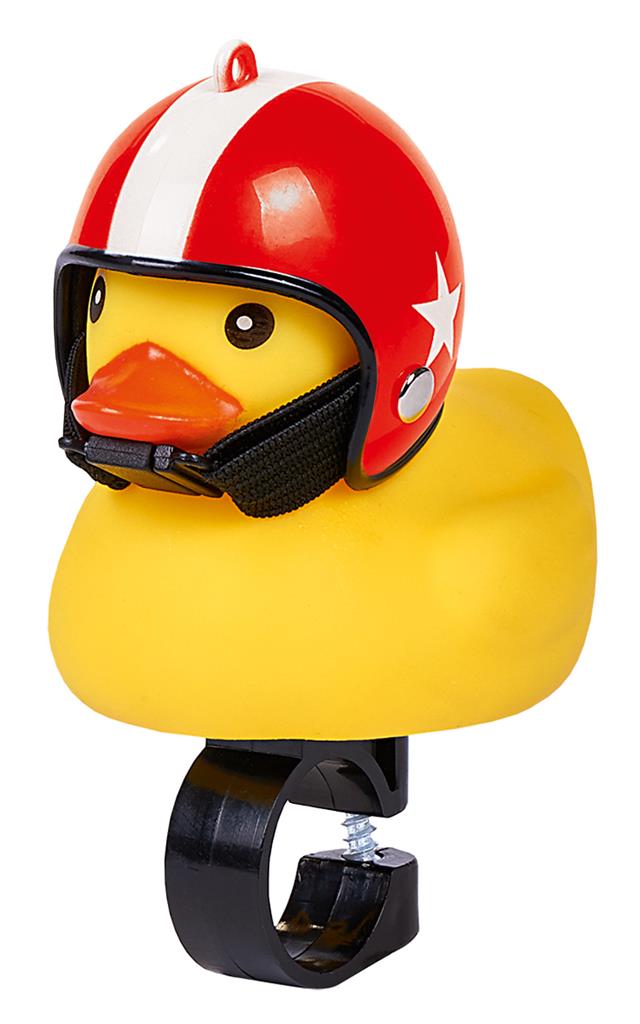 Eend met motorhelm