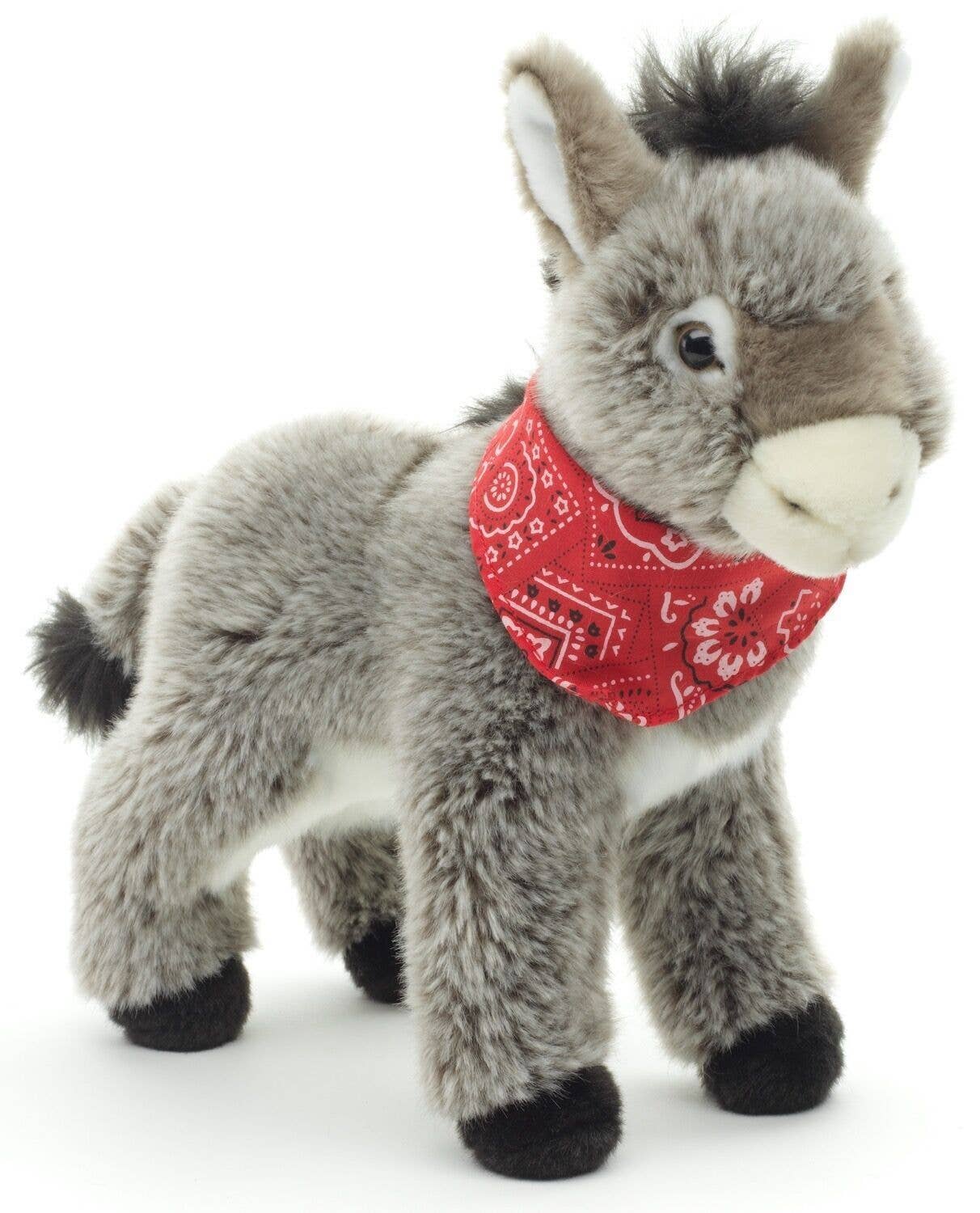 Donkey with scarf, standing - cuddly toy/plush