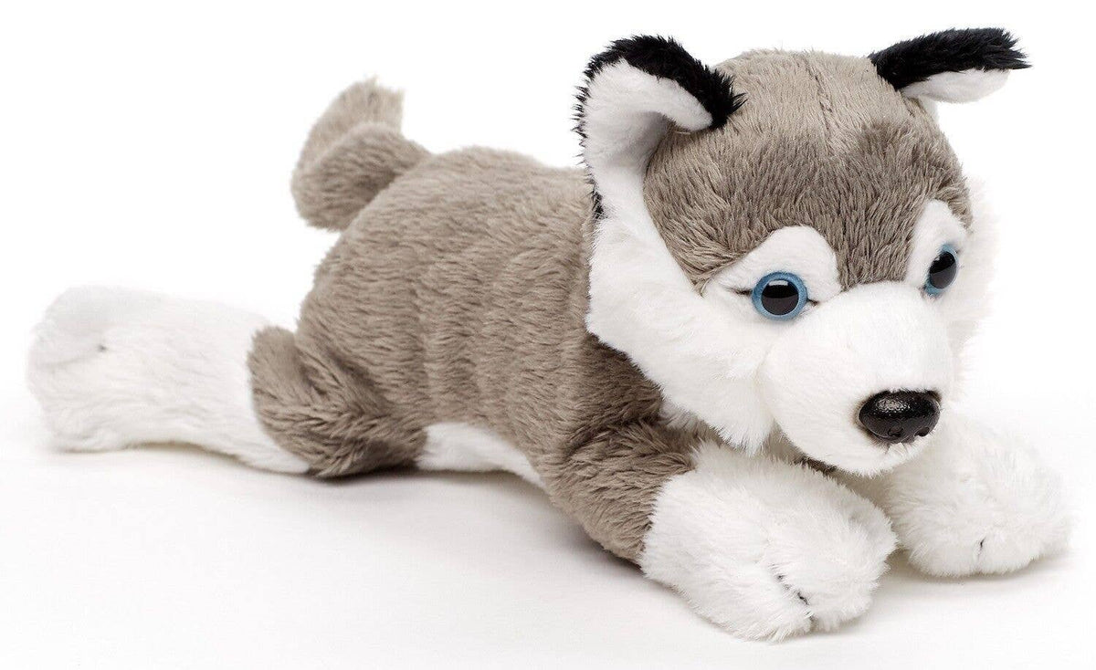 Gray husky plush lying down