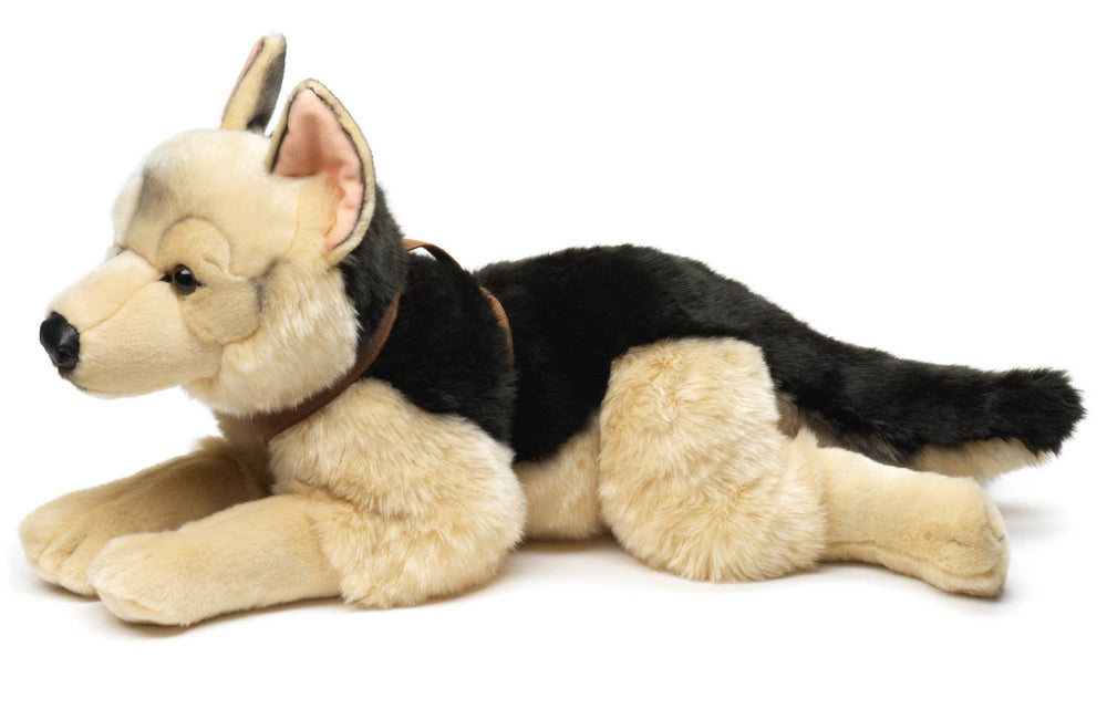 Peluche Berger Allemand Couché (avec Harnais) - 65 cm (Longueur)