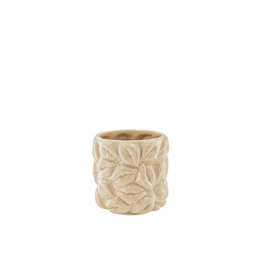 Bloempot - Kusjes - Keramiek - Beige - 11x11x11,5 cm