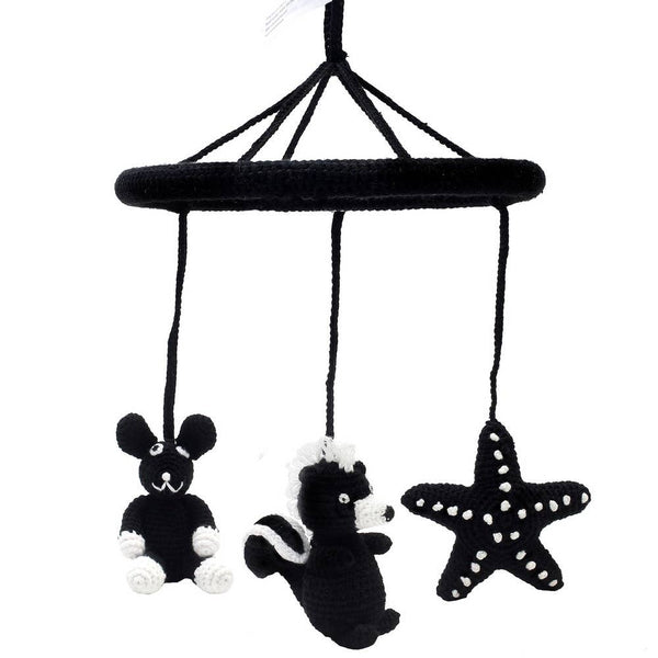 Mobile with skunk, starfish and rabbit