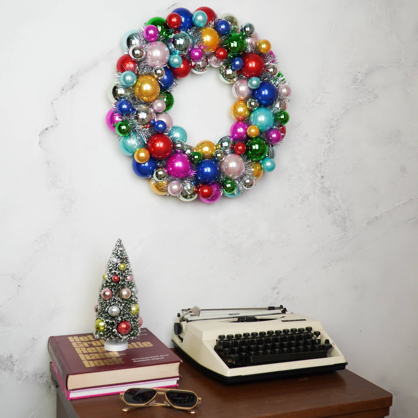 Couronne de Noël - Boules de Noël - Multicolore