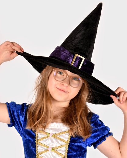 Chapeau de sorcier/sorcière en velours deluxe taille unique