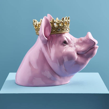 Porky Mr. Krone Money Box, Pink Poly, 34 x 24 x 28 cm
