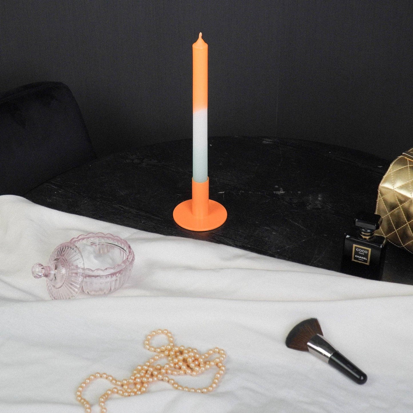 Candlestick - Basic - Metal - Orange - 8x8x6.5cm