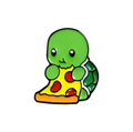 Schildpadspeld met pizza
