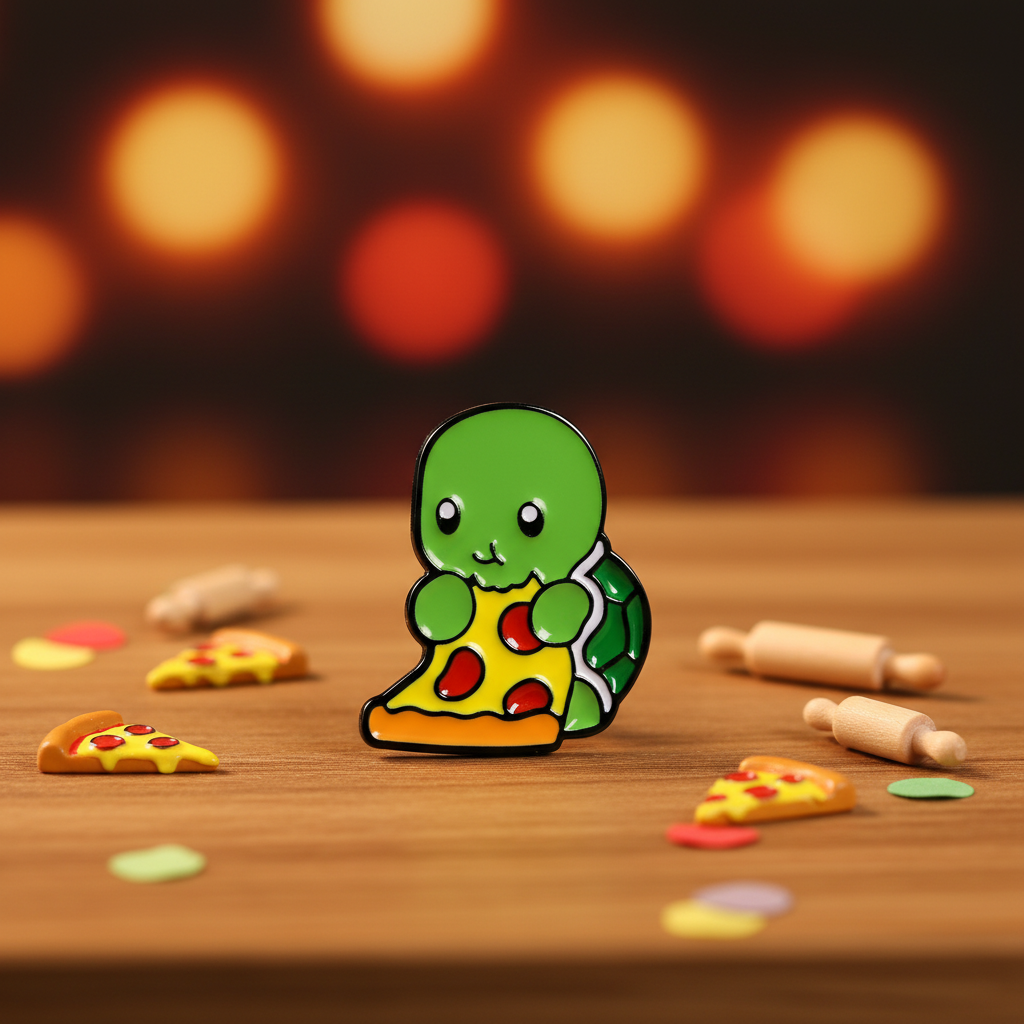 Schildpadspeld met pizza