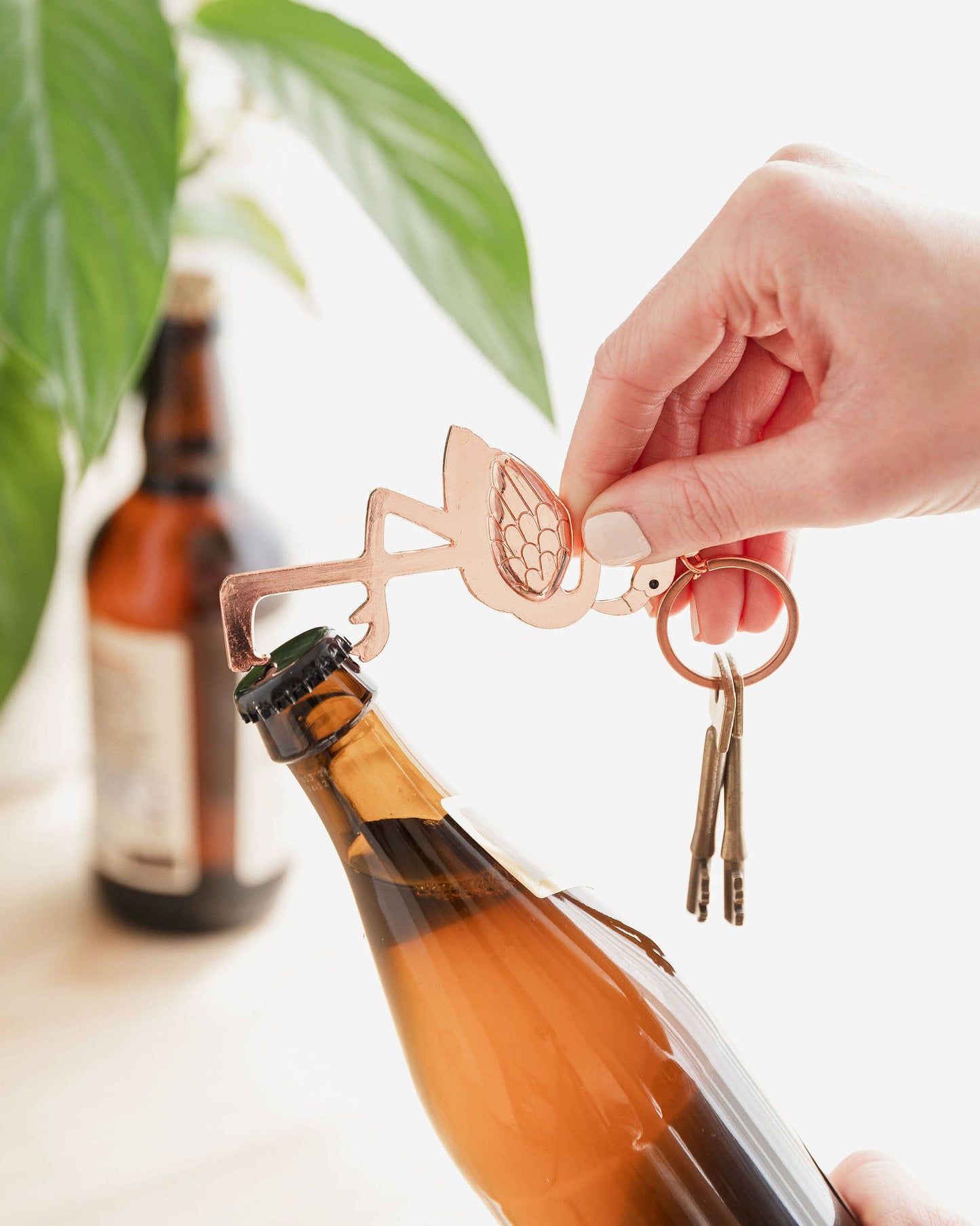 Flamingo flesopener sleutelhanger