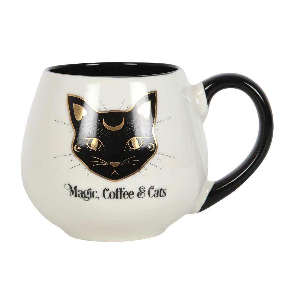 Magic Round Mug, Coffee &amp; Cats
